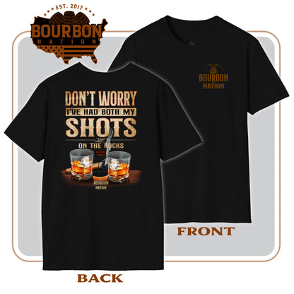 "Both Shots" short sleeve black t-shirt