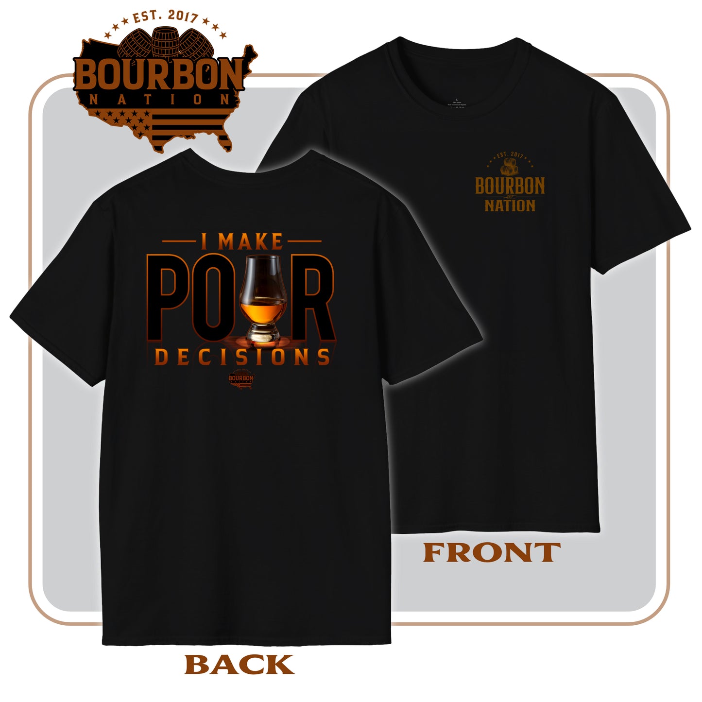 "Pour Decisions" short sleeve black t-shirt