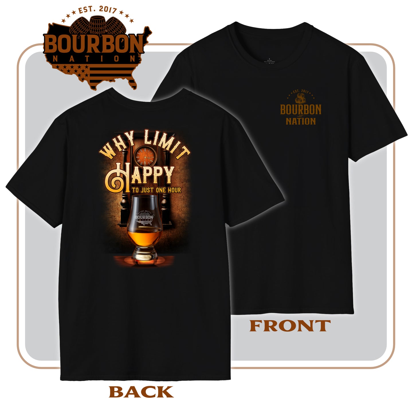 "Why Limit Happy" short sleeve black t-shirt